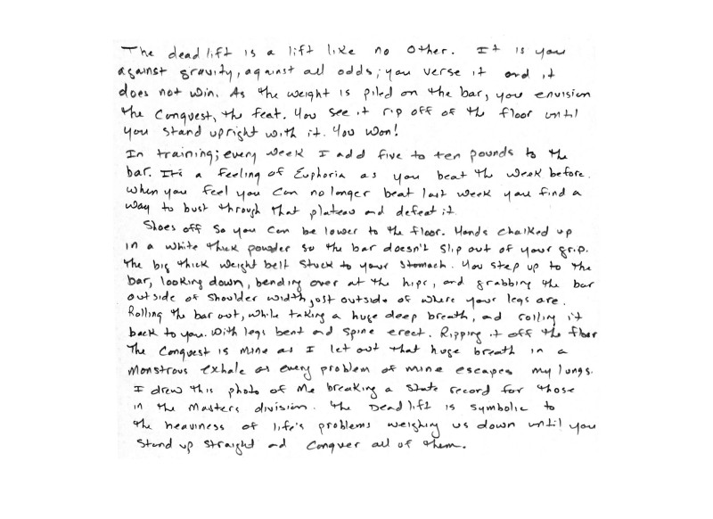 A handwritten reproduction of a prose poem by Kristian Hansen.
