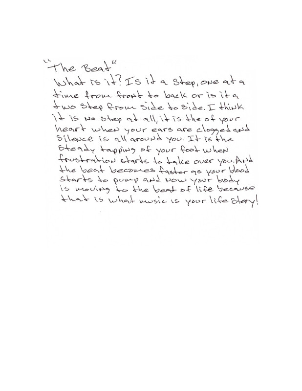 A handwritten prose poem, reading: 