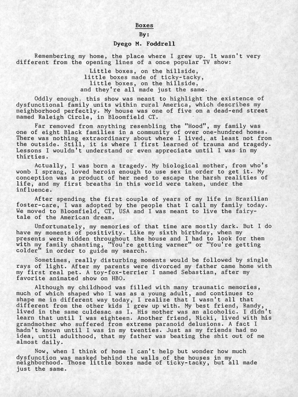 Typewritten text of a prose poem entitled 
