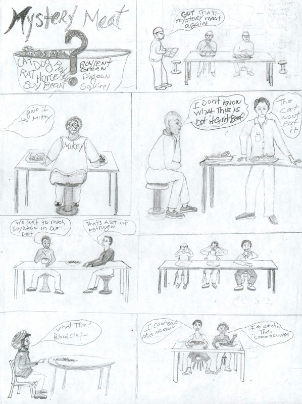 A cartoon about prison food entitled 