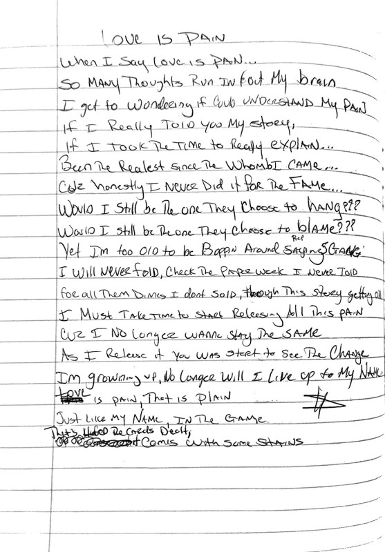Notebook page with the text: 